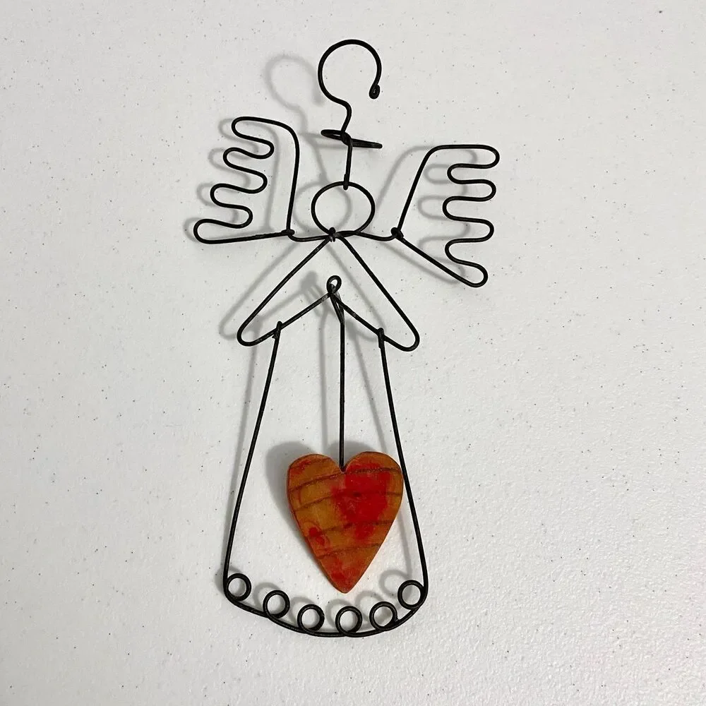 VTG Metal Angel Primitive Farmhouse Rustic Home Decor Christmas Tree Ornament 9